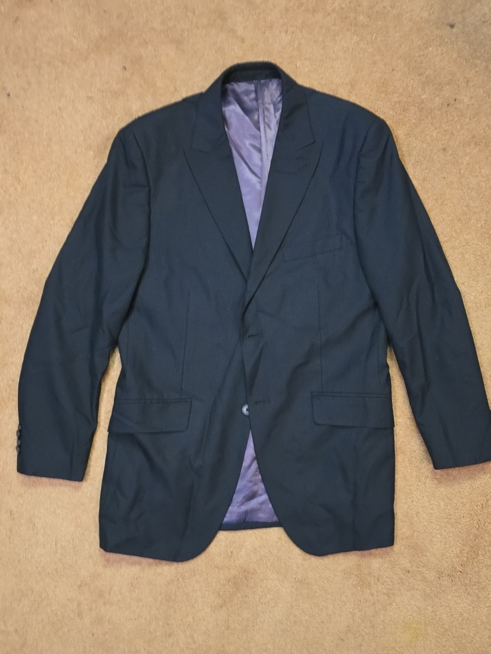 jf j.ferrar Black Men's Sport Coat with Purple Lining